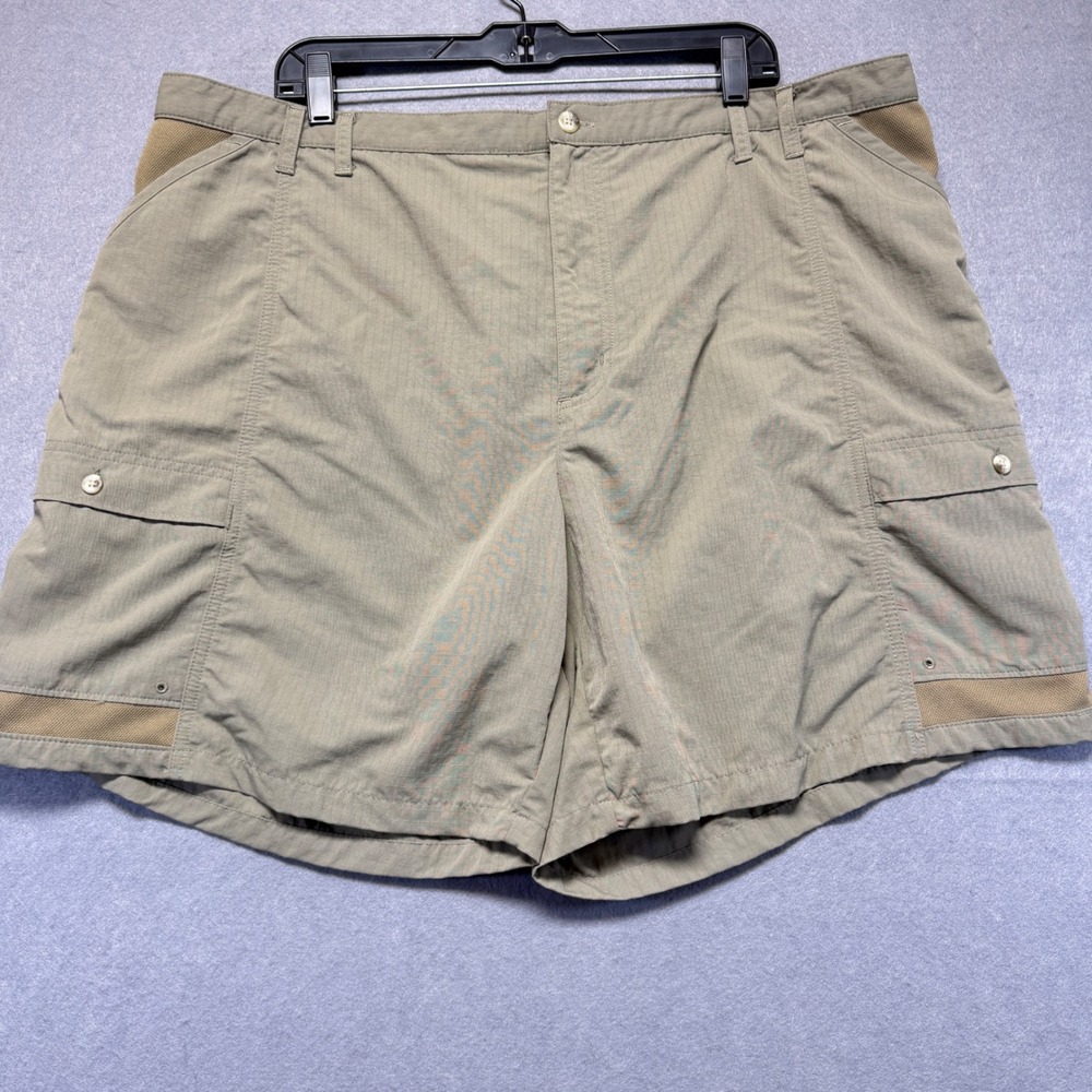 Columbia PFG Mens XXL Sage Green Ripstop Nylon‎ Performance Fishing Cargo Shorts